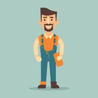 Vector working man smiling cartoon labor