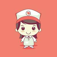 Cute kawaii nurse chibi  mascot vector cartoon style