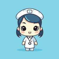 Cute kawaii nurse chibi  mascot vector cartoon style