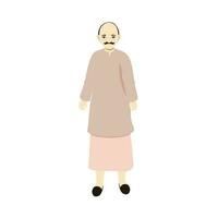 Hair Loss Man Wearing Indian Dress On White Background. vector