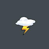 cloud and thunder in pixel art style vector