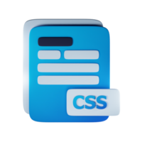 3d css file extension document illustration concept icon png