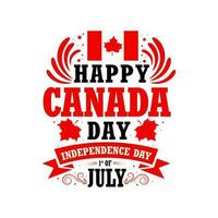 Happy Canada Day greeting card background - red Happy Canada Day typography design, Canada maple leaf, July 1st greeting card vector illustration