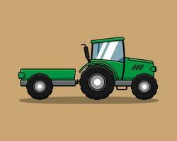 Agricultural tractor vector illustration in flat cartoon style. Side view.