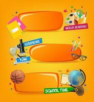 School banners, educational vector cartoon frames