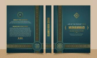 Arabic Islamic Style Book Cover Design with Arabic Pattern Border vector