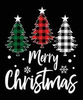 Merry Christmas shirt print template, Xmas tree Plaid pattern vector illustration Christmas element