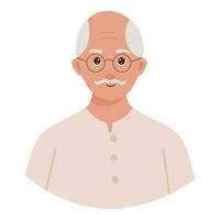 Elderly Man Wearing Eye Glasses Illustration On White Background. vector