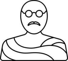 Isolated Mahatma Gandhi Icon In Line Art. vector