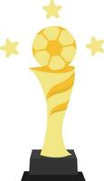 Yellow Football Trophy Icon In Flat Style. vector