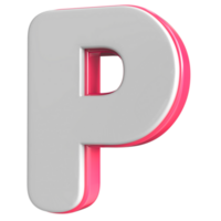 Letter P White With Pink 3D Render png