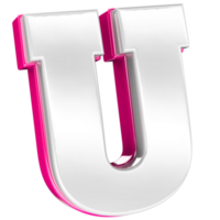 Font U Pink 3D Render png