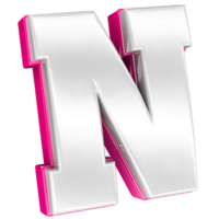 Font N Pink 3D Render png