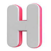 Letter H White With Pink 3D Render png