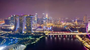 aerial view hyperlapse 4k video of Singapore City Skyline.