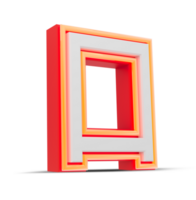 Red 3D alphabet  japan style with orange neon light, 3d rendering. png