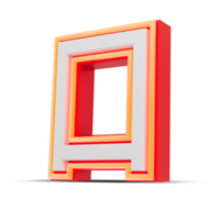 Red 3D Number  japan style with orange neon light, 3d rendering. png