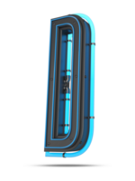 3D Alphabet with blue neon light effect, 3d rendering png