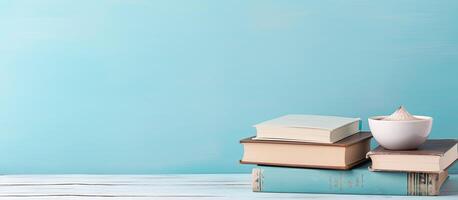 A stack of books sitting on top of each other created with technology photo