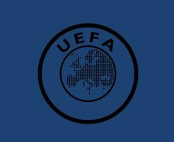 Uefa Europe Logo Black Symbol Abstract Design Vector Illustration With Blue Background