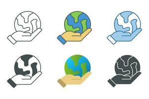 Save Earth Icon symbol template for graphic and web design collection logo vector illustration