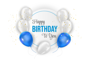 Birthday   design. happy birthday to you text with elegant blue balloons. png