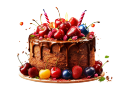 Chocolate Cake Png, Happy Birthday Chocolate Cake AI Generative png