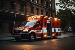 Medical emergency ambulance car on the street photo