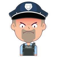 policeman angry face cartoon cute vector