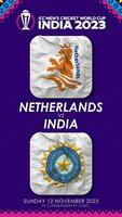 Netherland vs India Match in ICC Men's Cricket Worldcup India 2023, Vertical Status Video, 3D Rendering video