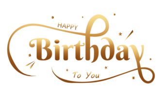 Happy birthday golden text Typography clipart png