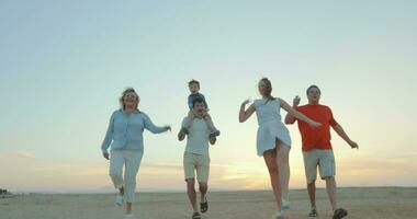 Enjoable family walk on the beach video