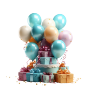 Happy Birthday, Happy Birthday Png, Happy Birthday Cake, Happy Birthday Balloon, Transparent Background, AI Generative png