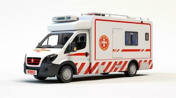 Displaying a 3D miniature Ambulance. Generative AI photo