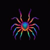 spider web neon icon logo halloween cute scary bright illustration tattoo isolated vector photo