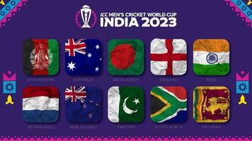 ICC Men's Cricket Worldcup India 2023 All Team Flag, Intro Video, 3D Rendering video