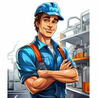 Factory Worker 2d cartoon illustraton on white background photo