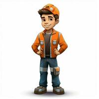 Man Factory Worker 2d cartoon illustraton on white background photo