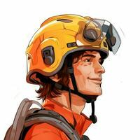 Rescue Workers Helmet 2d cartoon illustraton on white back photo