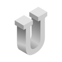 Letter U 3d Isometric Logo Icon png with transparent background