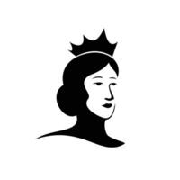 queen avatar silhouette design. pretty crowned girl sign and symbol. vector