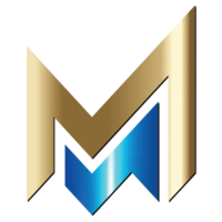 LETTER M LOGO GOLD AND BLUE png