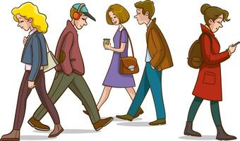 vector illustration of people walking on the street