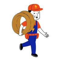 young man electrician vector illustration