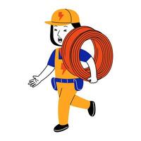 young woman electrician vector illustration