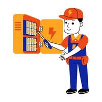 young man electrician vector illustration