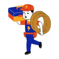 young man electrician vector illustration