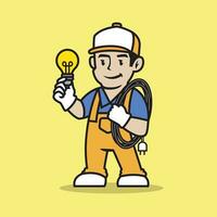 Electrician mascot logo vector