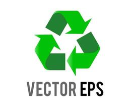 Vector green universal recycling symbol icon, three arrows pointing clockwise in a triangular formation