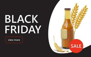 Black Friday at brewers. Advertising banner about sale. Beer discount ad template vector